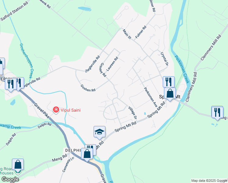 map of restaurants, bars, coffee shops, grocery stores, and more near 12 Grimley Road in Schwenksville