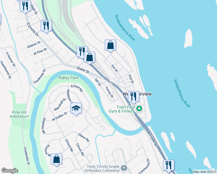 map of restaurants, bars, coffee shops, grocery stores, and more near 4th Street in Enola