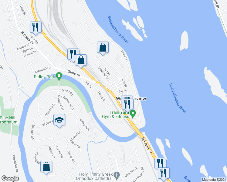 map of restaurants, bars, coffee shops, grocery stores, and more near 331 State Street in Enola