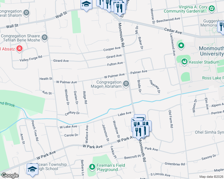 map of restaurants, bars, coffee shops, grocery stores, and more near 8 Harbor Court in West Long Branch