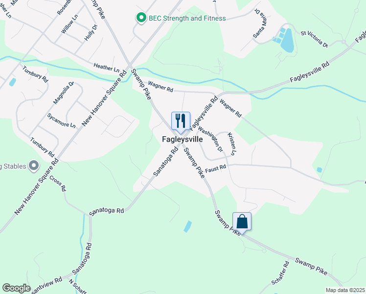 map of restaurants, bars, coffee shops, grocery stores, and more near 2504 Swamp Pike in Gilbertsville