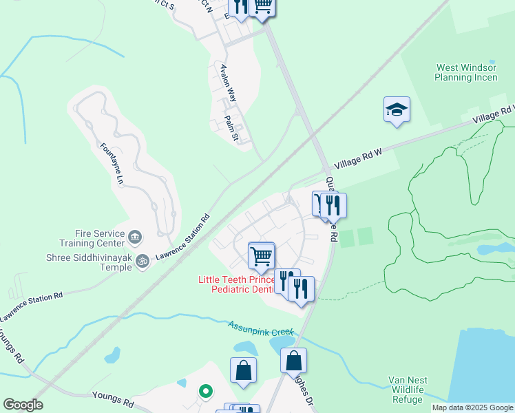 map of restaurants, bars, coffee shops, grocery stores, and more near 1 Chamberlin Court in Trenton