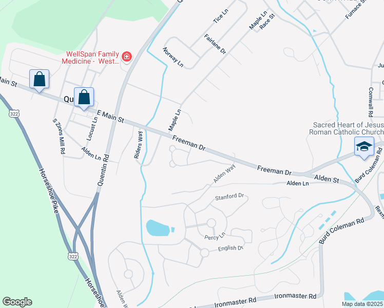 map of restaurants, bars, coffee shops, grocery stores, and more near 1005 Brandywine Drive in Lebanon