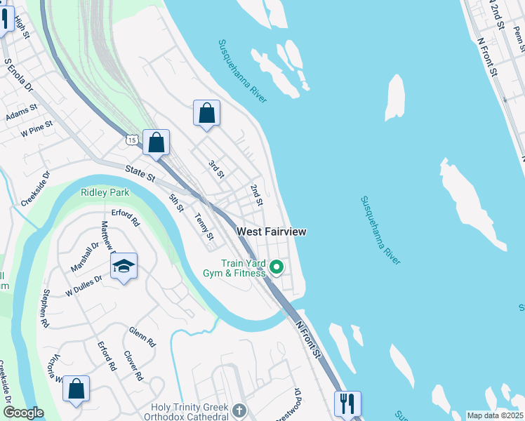 map of restaurants, bars, coffee shops, grocery stores, and more near 2nd Street in Enola