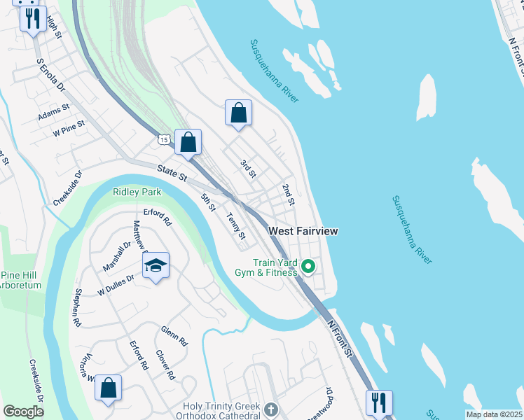 map of restaurants, bars, coffee shops, grocery stores, and more near 319 State Street in Enola