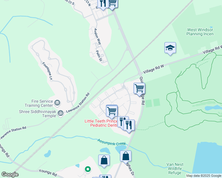 map of restaurants, bars, coffee shops, grocery stores, and more near 1 Chamberlin Court in Trenton