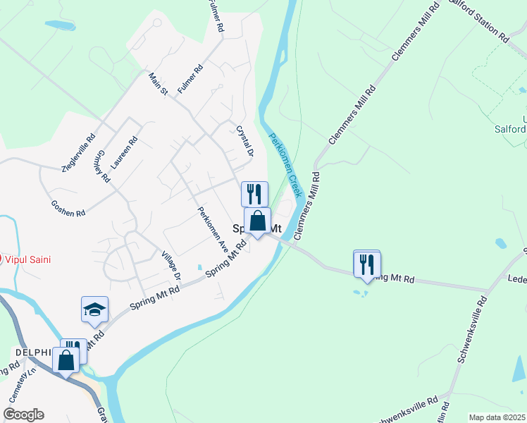 map of restaurants, bars, coffee shops, grocery stores, and more near 9 Station Avenue in Schwenksville