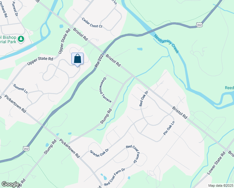 map of restaurants, bars, coffee shops, grocery stores, and more near 1232 Stump Road in Chalfont