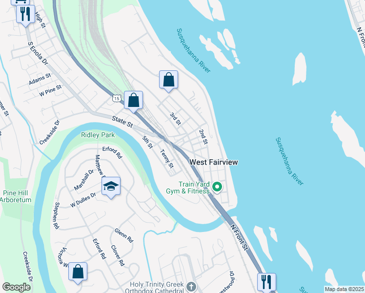 map of restaurants, bars, coffee shops, grocery stores, and more near 323 State Street in Enola
