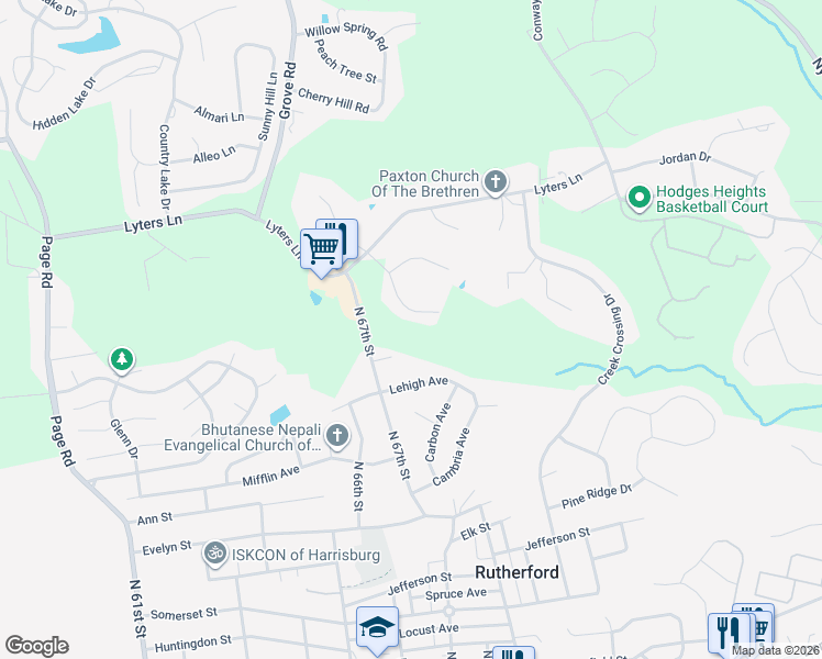 map of restaurants, bars, coffee shops, grocery stores, and more near 6316 Maiden Creek Drive in Harrisburg