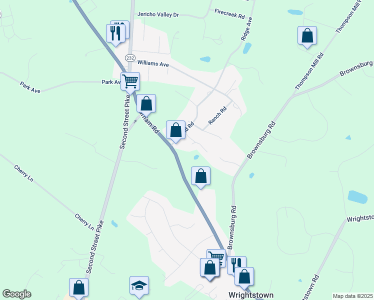 map of restaurants, bars, coffee shops, grocery stores, and more near 690 Durham Road in Newtown