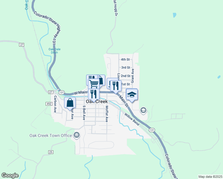 map of restaurants, bars, coffee shops, grocery stores, and more near 201 Lincoln Avenue in Oak Creek