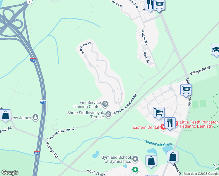map of restaurants, bars, coffee shops, grocery stores, and more near 274 Fountayne Lane in Trenton
