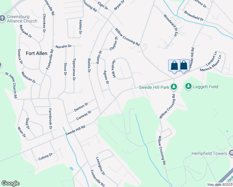 map of restaurants, bars, coffee shops, grocery stores, and more near 1287 Swede Hill Road in Greensburg