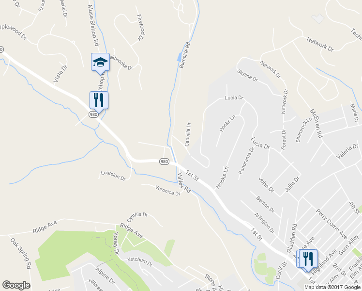 map of restaurants, bars, coffee shops, grocery stores, and more near 110 Rose Avenue in Canonsburg