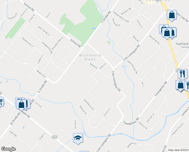 map of restaurants, bars, coffee shops, grocery stores, and more near 998 Pelham Drive in Hatfield