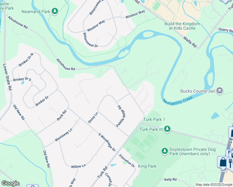 map of restaurants, bars, coffee shops, grocery stores, and more near 184 Pebble Ridge Road in Warrington