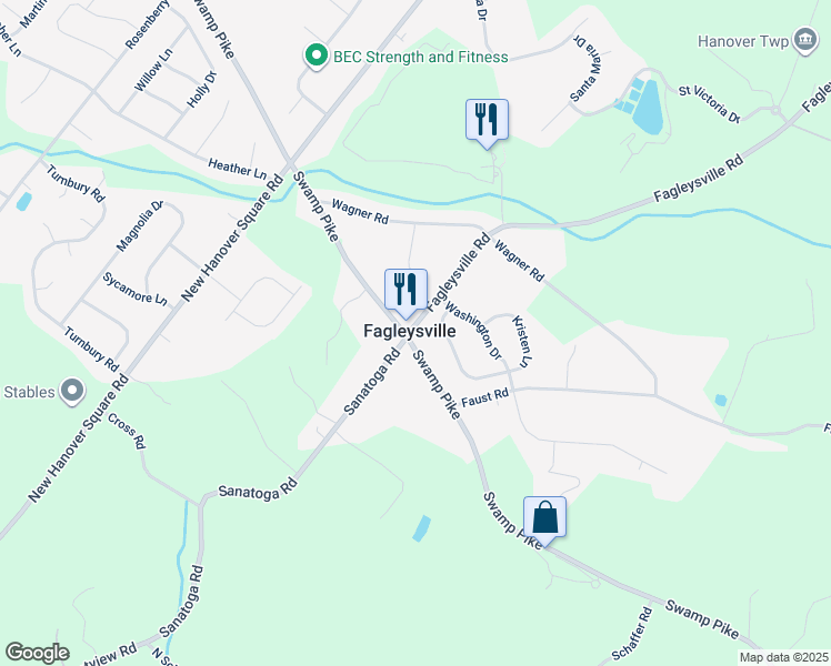 map of restaurants, bars, coffee shops, grocery stores, and more near 2496 Tracy Lane in Gilbertsville