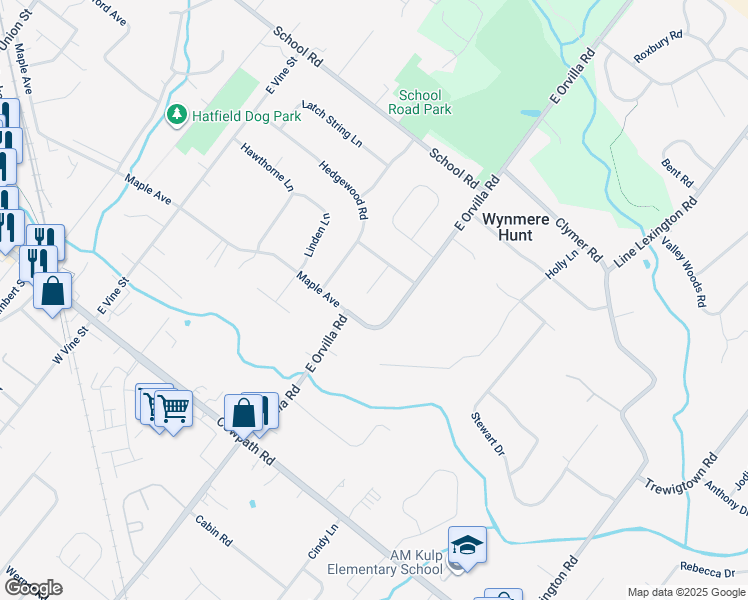 map of restaurants, bars, coffee shops, grocery stores, and more near 2209 Briar Patch Lane in Hatfield