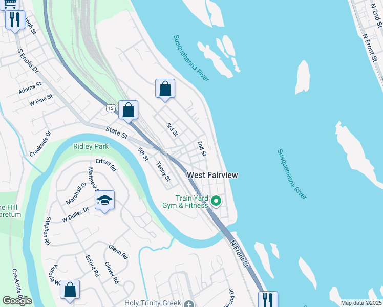 map of restaurants, bars, coffee shops, grocery stores, and more near 1319 3rd Street in Enola