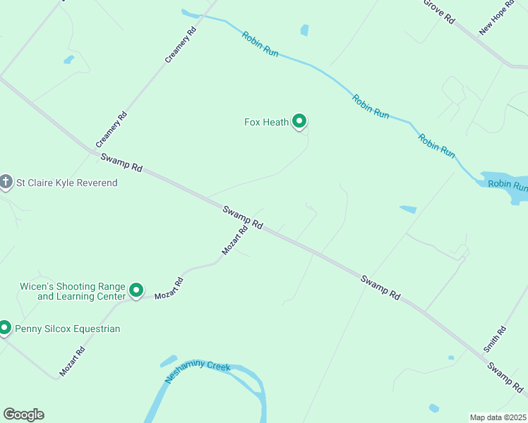 map of restaurants, bars, coffee shops, grocery stores, and more near 1293 Swamp Road in Furlong