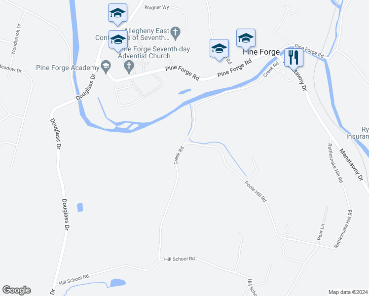 map of restaurants, bars, coffee shops, grocery stores, and more near 113 Creek Road in Boyertown