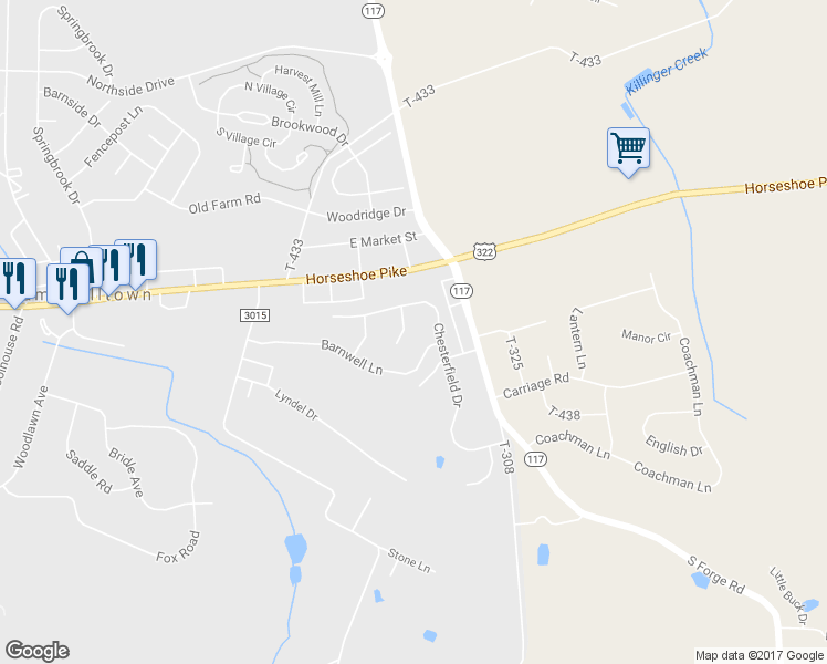 map of restaurants, bars, coffee shops, grocery stores, and more near 38 Westbrook Court in Palmyra