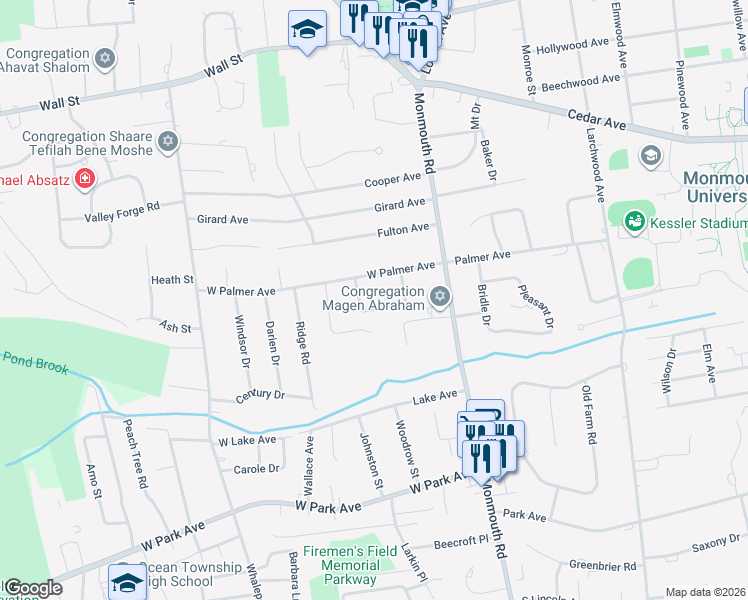 map of restaurants, bars, coffee shops, grocery stores, and more near 15 Harbor Ct in West Long Branch