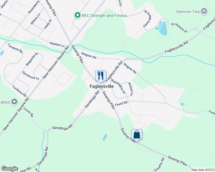 map of restaurants, bars, coffee shops, grocery stores, and more near 2496 Tracy Lane in Gilbertsville