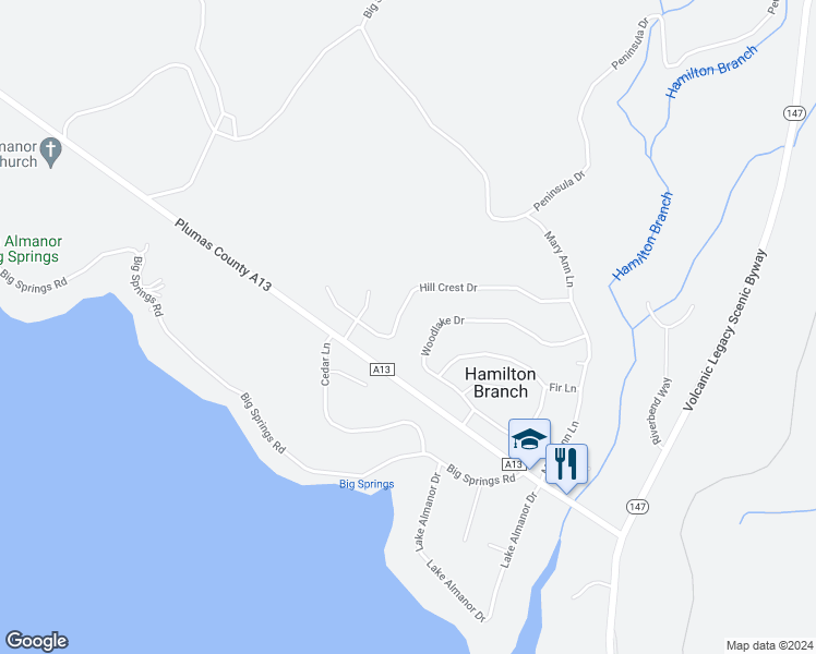 map of restaurants, bars, coffee shops, grocery stores, and more near 3344 Hill Crest Drive in Hamilton Branch