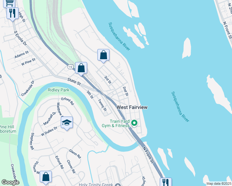 map of restaurants, bars, coffee shops, grocery stores, and more near 1326 3rd Street in Enola