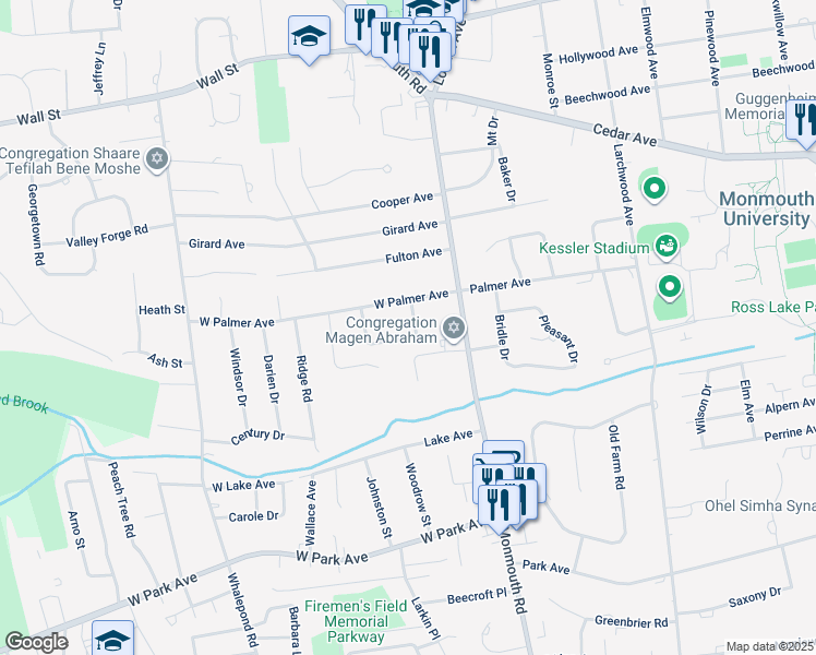 map of restaurants, bars, coffee shops, grocery stores, and more near 9 Harbor Court in West Long Branch