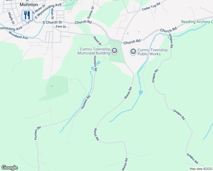 map of restaurants, bars, coffee shops, grocery stores, and more near 2091 Welsh Road in Mohnton