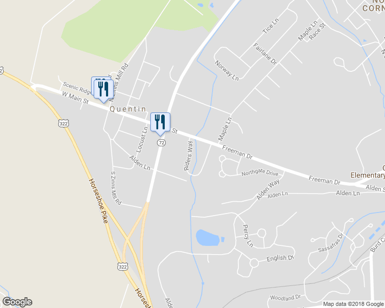 map of restaurants, bars, coffee shops, grocery stores, and more near 195 Riders Way in Lebanon