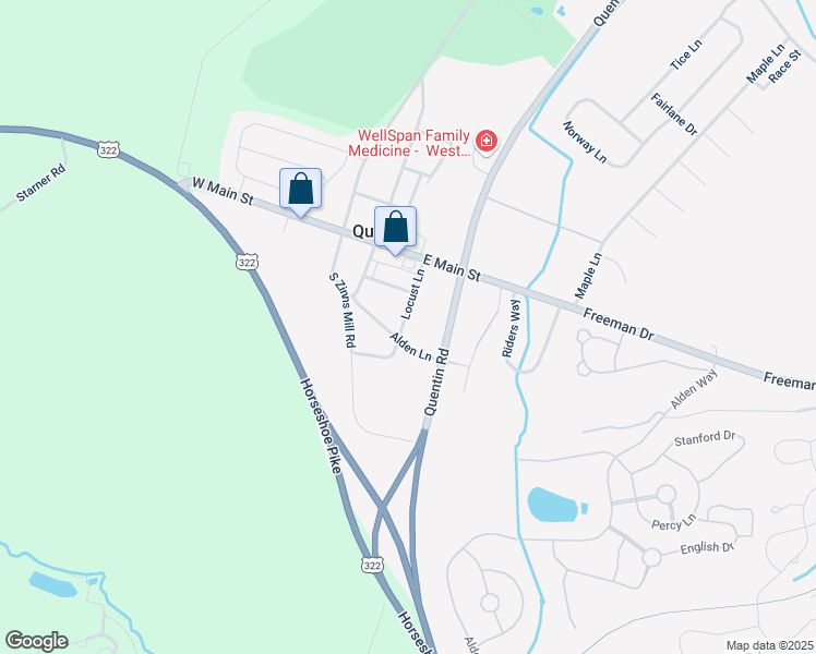 map of restaurants, bars, coffee shops, grocery stores, and more near 38 Locust Lane in Lebanon