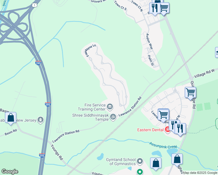 map of restaurants, bars, coffee shops, grocery stores, and more near 274 Fountayne Lane in Trenton