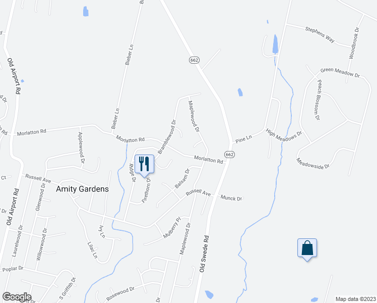 map of restaurants, bars, coffee shops, grocery stores, and more near 104 Maple Lane in Douglassville