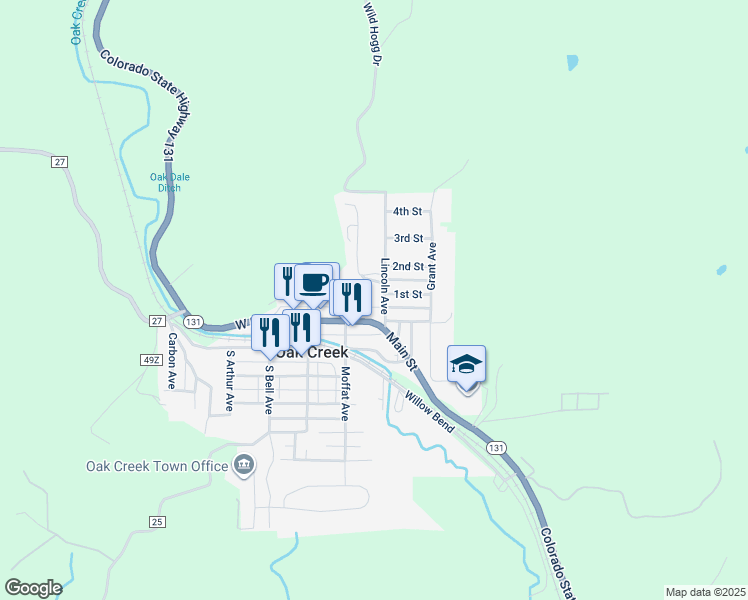 map of restaurants, bars, coffee shops, grocery stores, and more near 201 Lincoln Avenue in Oak Creek