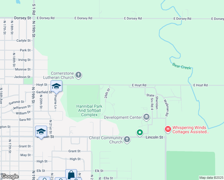 map of restaurants, bars, coffee shops, grocery stores, and more near 1010 North 26th Street in Beatrice