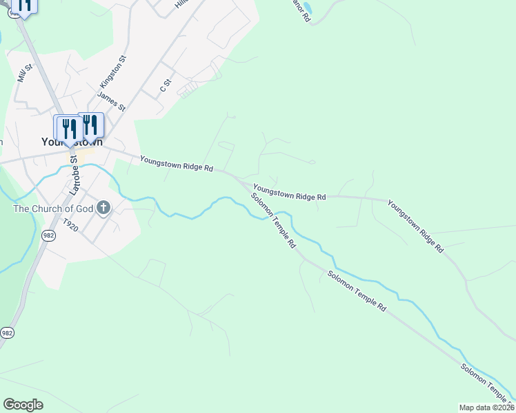 map of restaurants, bars, coffee shops, grocery stores, and more near 999 Solomon Temple Road in Latrobe