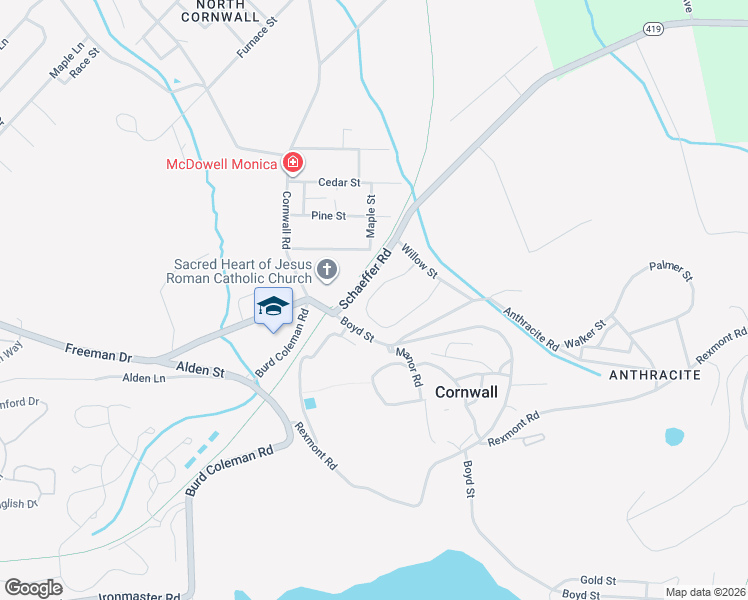 map of restaurants, bars, coffee shops, grocery stores, and more near 120 Forge Drive in Lebanon