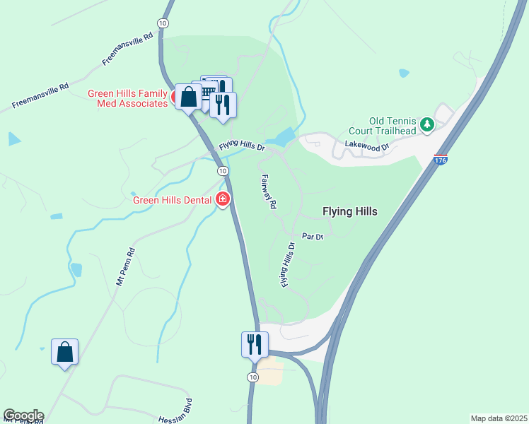 map of restaurants, bars, coffee shops, grocery stores, and more near 67 Wedge Lane in Reading