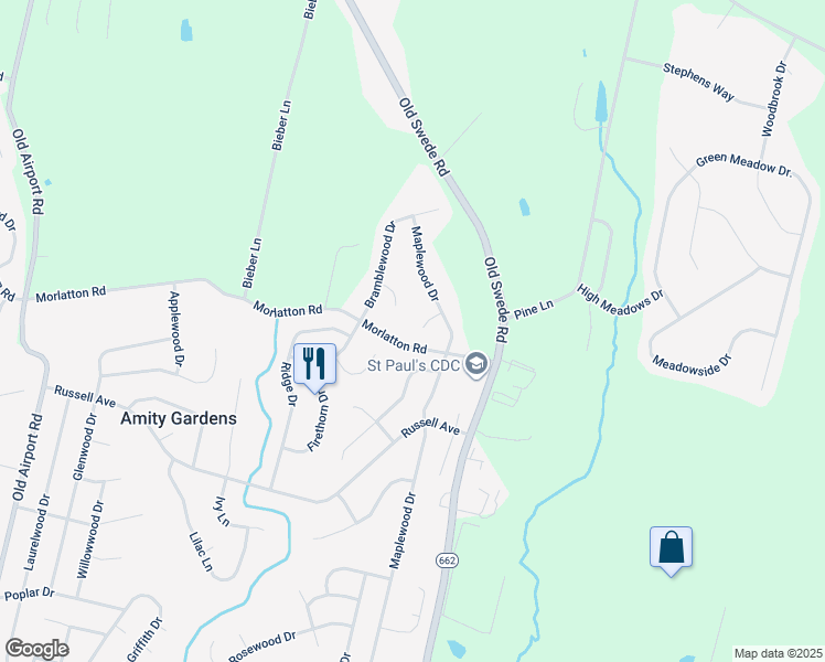 map of restaurants, bars, coffee shops, grocery stores, and more near 104 Maple Lane in Douglassville