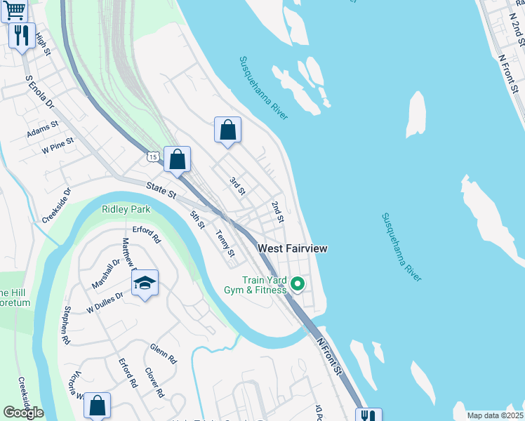 map of restaurants, bars, coffee shops, grocery stores, and more near 215 Lincoln Street in Enola