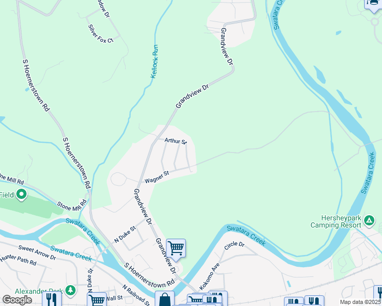 map of restaurants, bars, coffee shops, grocery stores, and more near 58 Arthur Street in Hummelstown