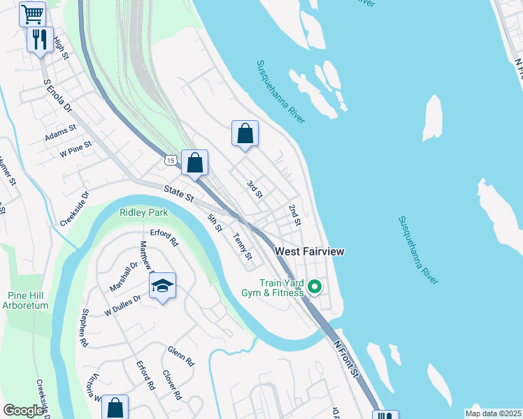 map of restaurants, bars, coffee shops, grocery stores, and more near 401 Chestnut Street in Enola