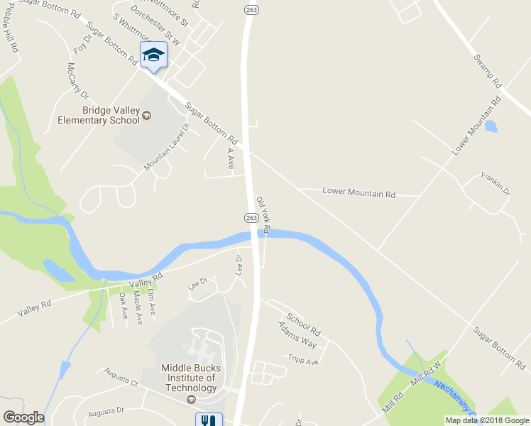 map of restaurants, bars, coffee shops, grocery stores, and more near 3409 Old York Road in Furlong