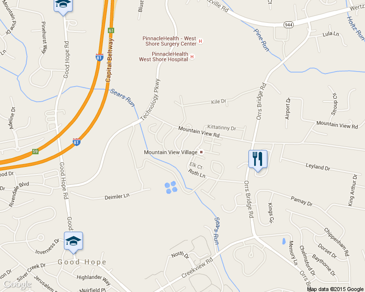 map of restaurants, bars, coffee shops, grocery stores, and more near 1422 Timber Chase Drive in Mechanicsburg