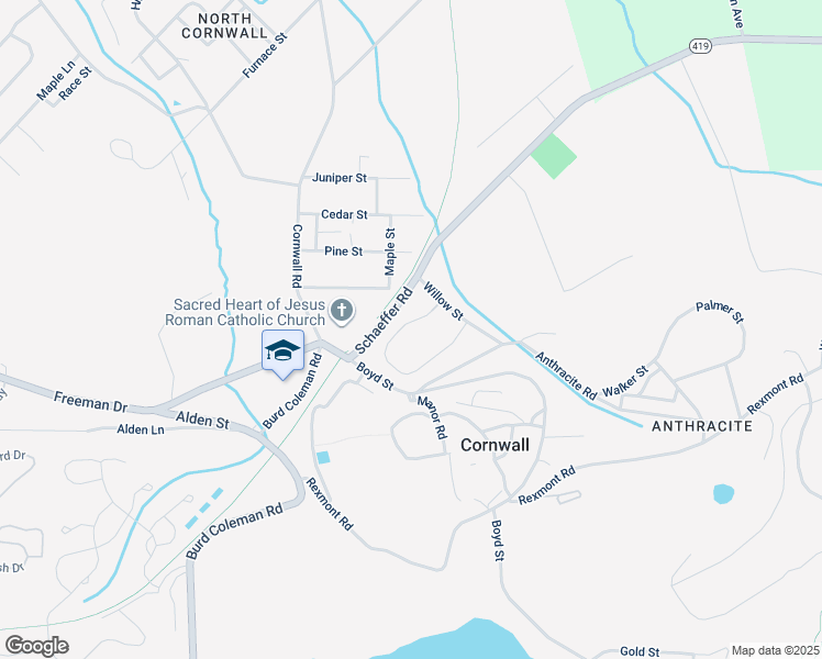map of restaurants, bars, coffee shops, grocery stores, and more near 109 Forge Drive in Lebanon