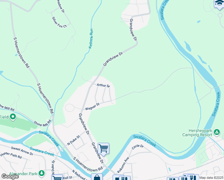 map of restaurants, bars, coffee shops, grocery stores, and more near 62 Arthur Street in Hummelstown